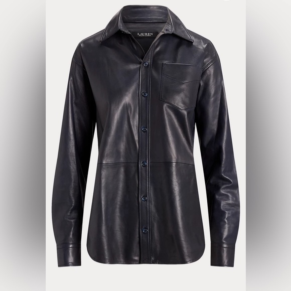 Lauren Ralph Lauren Tops - LAUREN Ralph Lauren Relaxed Fit Leather Shirt  Navy